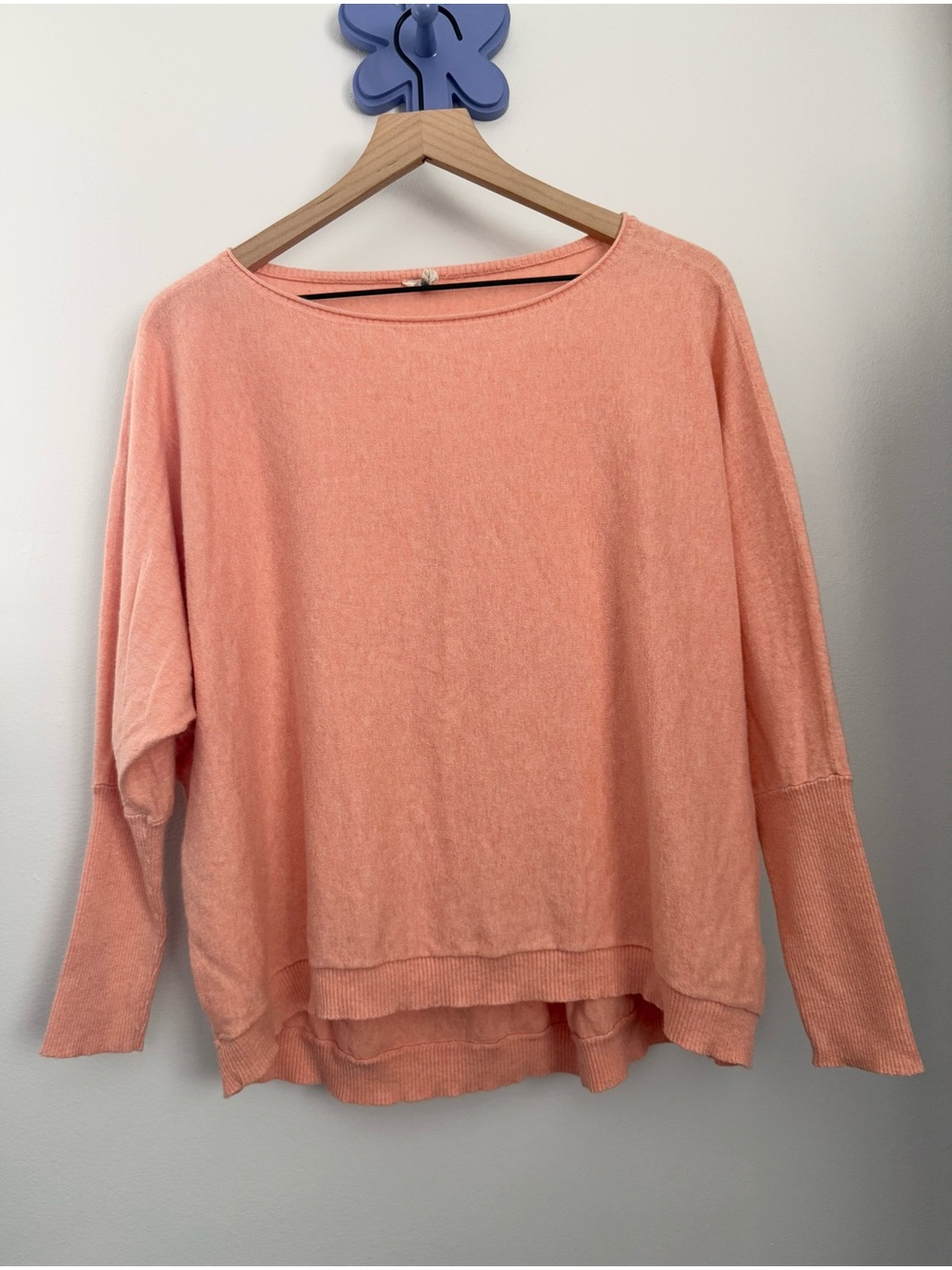 Eileen Fisher Medium Oversize Sleeve Tee Organic Cotton Pastel Orange Dolman